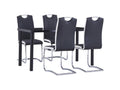 5-piece dining set, black faux leather, 2