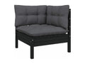 7-piece garden furniture set with cushions, black, solid pine wood