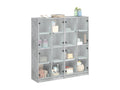 Bookcase with concrete grey doors, 136x37x142 cm
