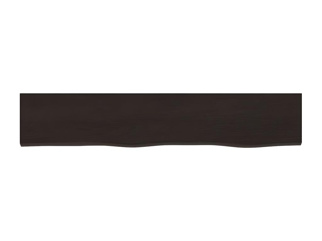 Dark brown wall shelf 100x20x4cm solid treated oak wood
