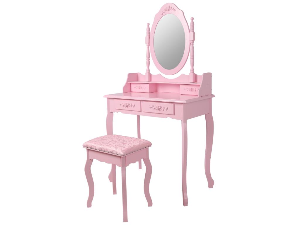 Rustic pink vanity table with mirror from Vertchez