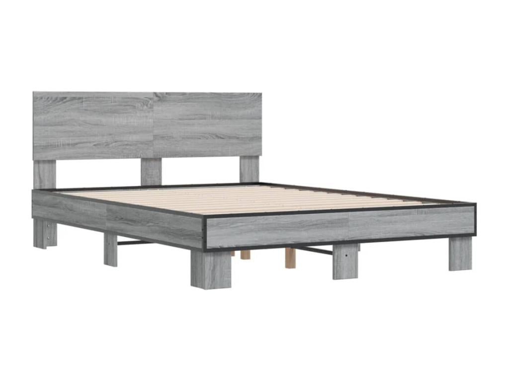 Vertchez grey bed frame 120x200 engineered wood and metal