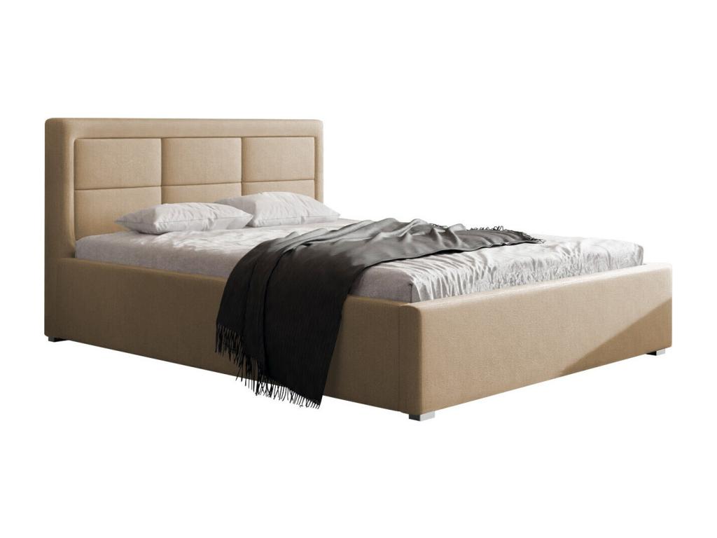 Vertchez 103 Double Bed, Light Brown, 140x200cm, Upholstered, with Vertchez Slatted Base 160x223x93cm