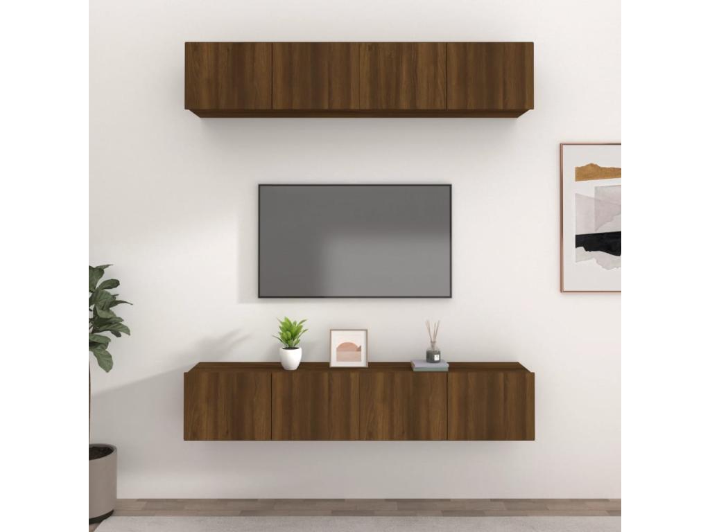 4-piece TV unit, brown oak, 80x30x30 cm, engineered wood