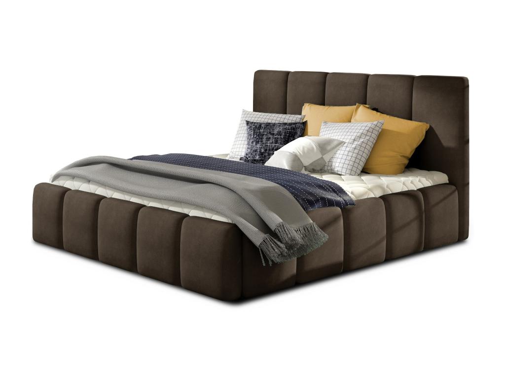 Modern upholstered velvet bed, Green - Chocolate Color - 160x200