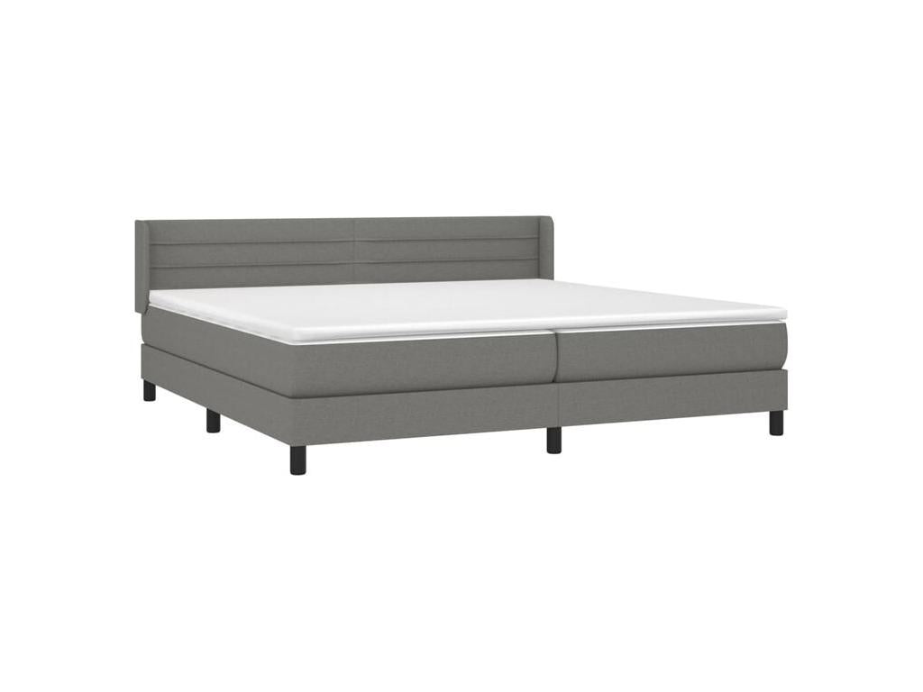 Meublita bed base with mattress, dark grey, 200x200 cm, fabric