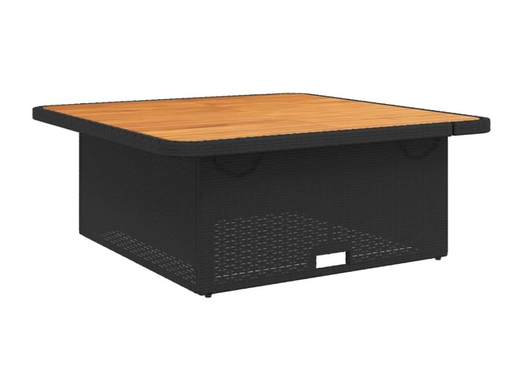 5-piece garden dining set with cushions, black woven resin