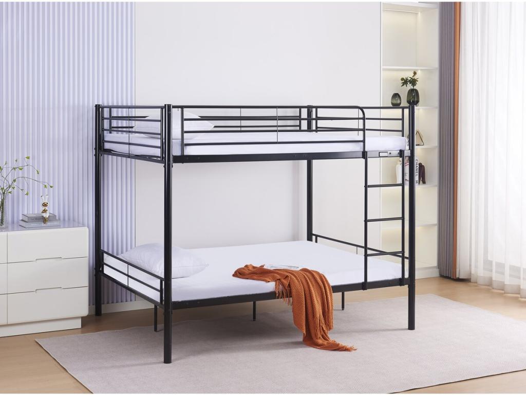 Vertchez double bunk bed - Slatted base included - 140x190 cm - Black