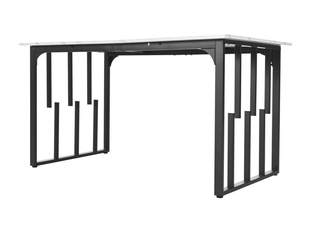 Rectangular dining table 140x80cm, metal frame, marble top, adjustable legs, white/black