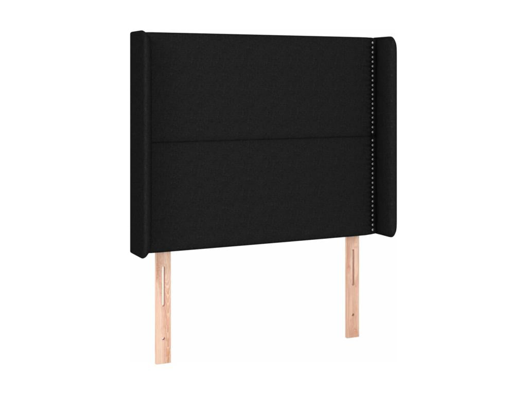 Upholstered bed base and mattress, black, 80x200 cm, fabric