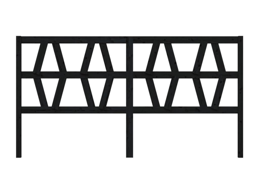 Black headboard 206x4x100 cm Solid pine wood