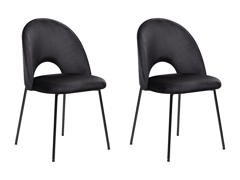 Set of 2 COVELO Black Velvet Dining Chairs