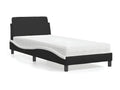 Bed with black and white 90x200 faux leather mattress