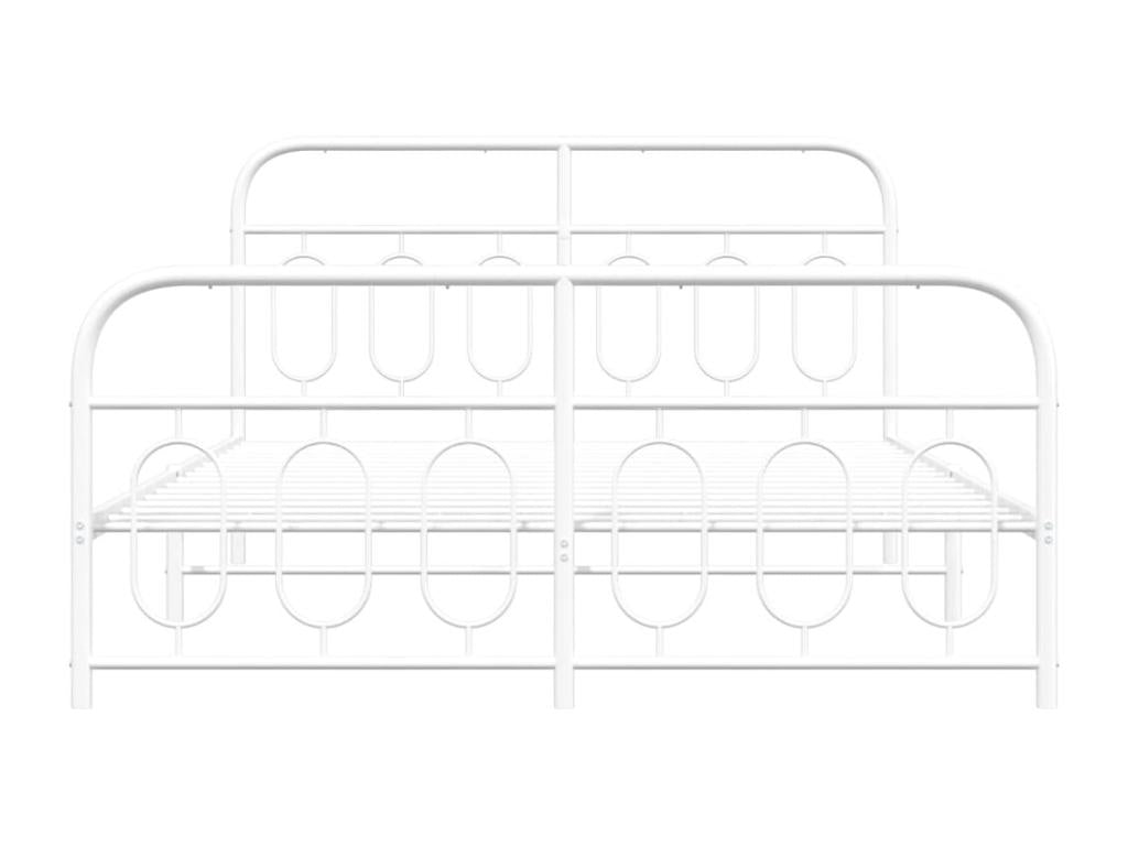 Metal bed frame without mattress and white bed legs, 140x190 cm