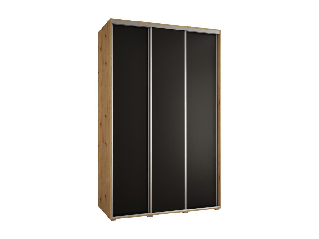 Vertchez 1 Sliding Door Wardrobe 235.2/150/45 3 Doors Vertchez/Black/Silver