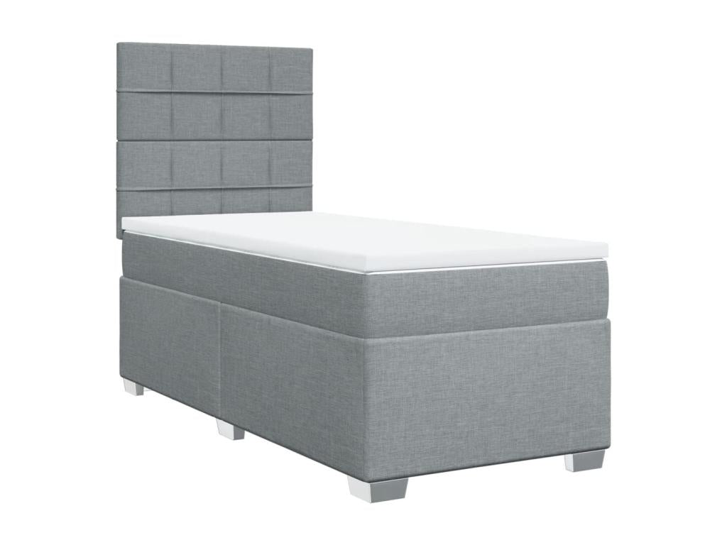 Meublita bed base with light grey mattress 100x200cm fabric