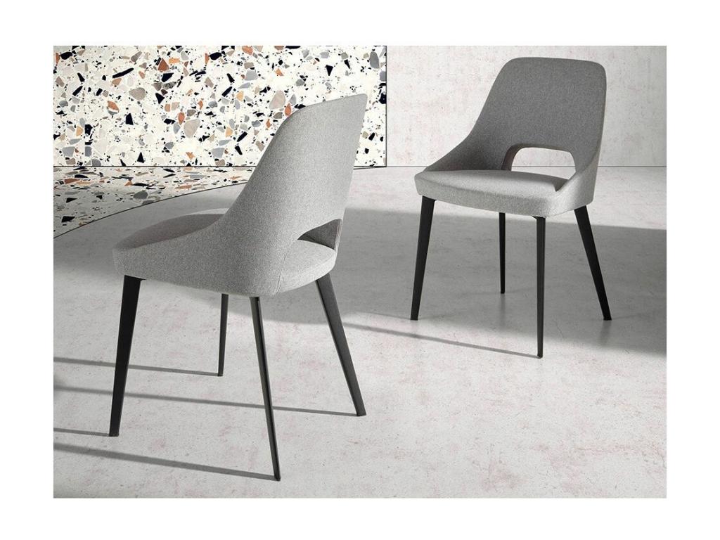 Vertchez white fabric chair with black steel legs - Set of 2 - Vertchez color 53