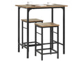 Vertchez OGT10-PF Set Table and 2 Stools, Bistro Bar Table, 2 Bar Chairs with Footrests, High Kitchen Table