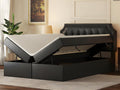 Storage bed 140x200cm upholstered in faux leather - open on both sides - Black