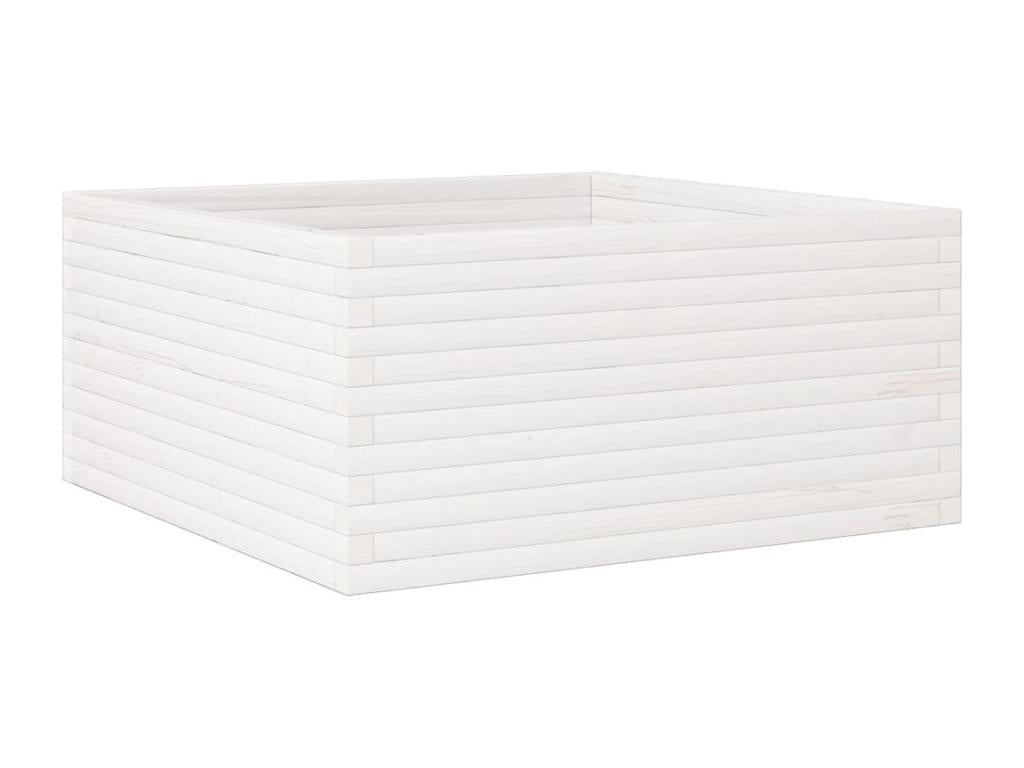 White planter 100x100x46 cm solid pine wood