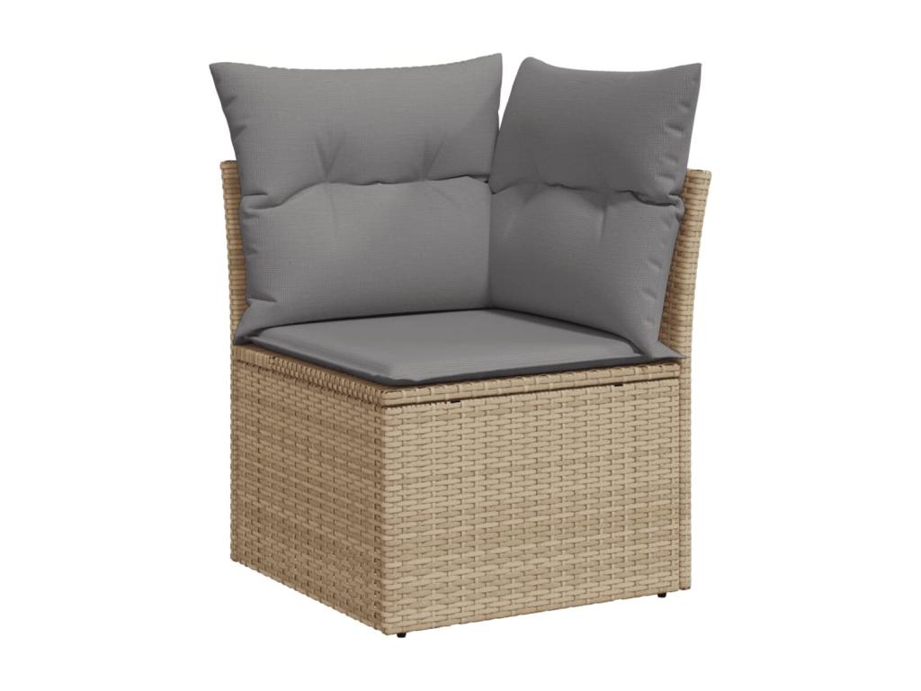 7-piece garden furniture set with cushions, beige resin wicker, by Mévertchez