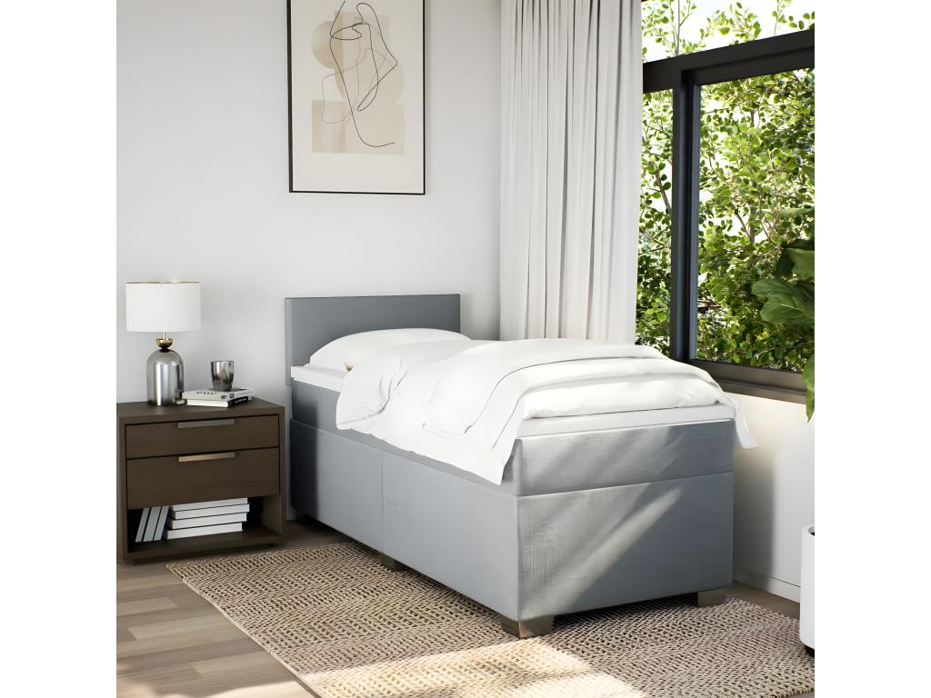 Bed base in Vertchez with light grey 80x200 cm mattress and fabric