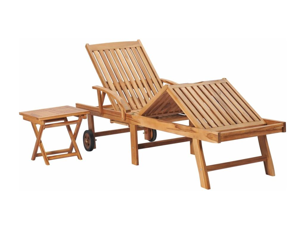 Brown wooden sun lounger/bath chair 195x59.5x52.5 cm 02 0012649