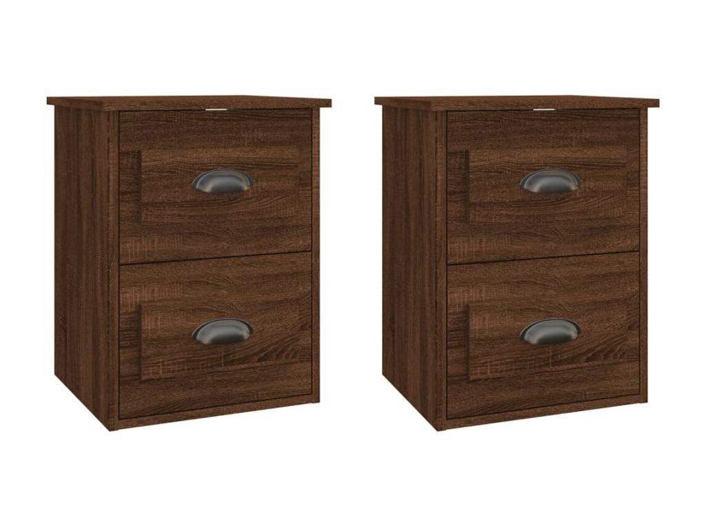 Wall-mounted bedside tables, 2 pcs, brown oak, 41.5x36x53