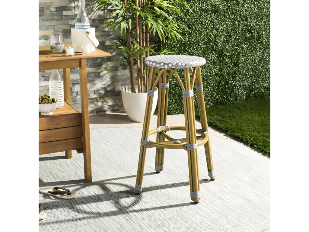 Outdoor bar stool, grey and white, 52x52x76.2 cm - Vertchez