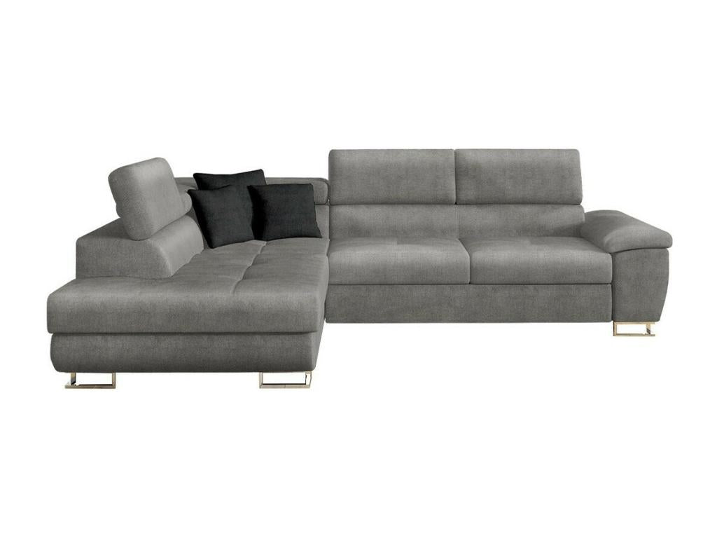Vertchez 166 Grey Corner Sofa with Sleeping Function and Bedding Box, 270x202x71cm