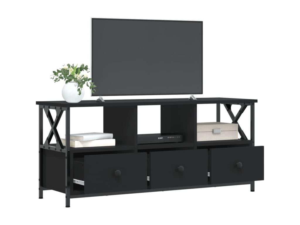 Black TV stand 102x33x45 cm engineered wood and iron