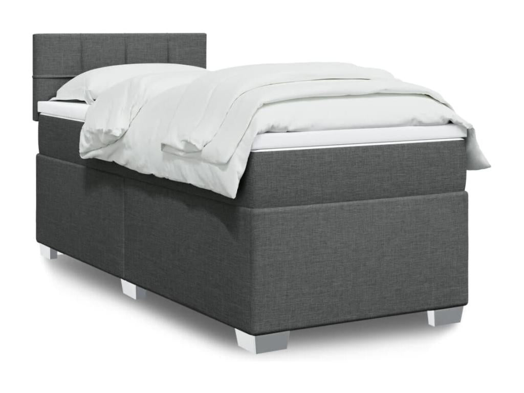 Meublita bed base with mattress, dark grey, 100x200cm, fabric