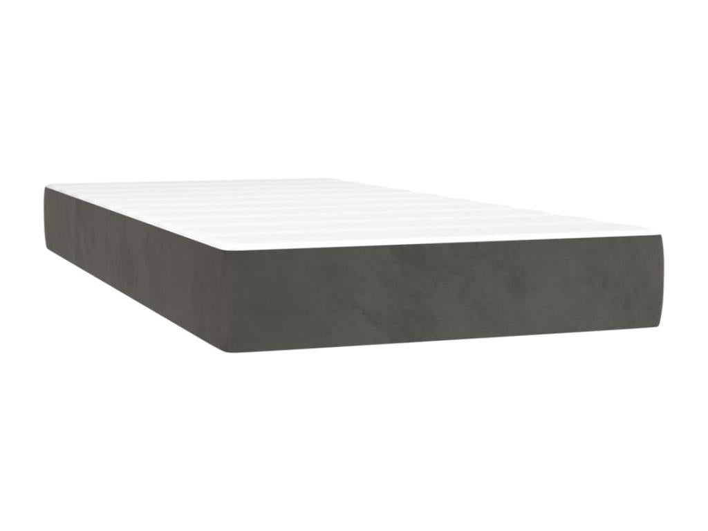 Upholstered bed base and mattress, Dark Grey, 200x200cm, Velvet