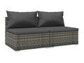 2-piece garden furniture set with cushions, grey woven resin