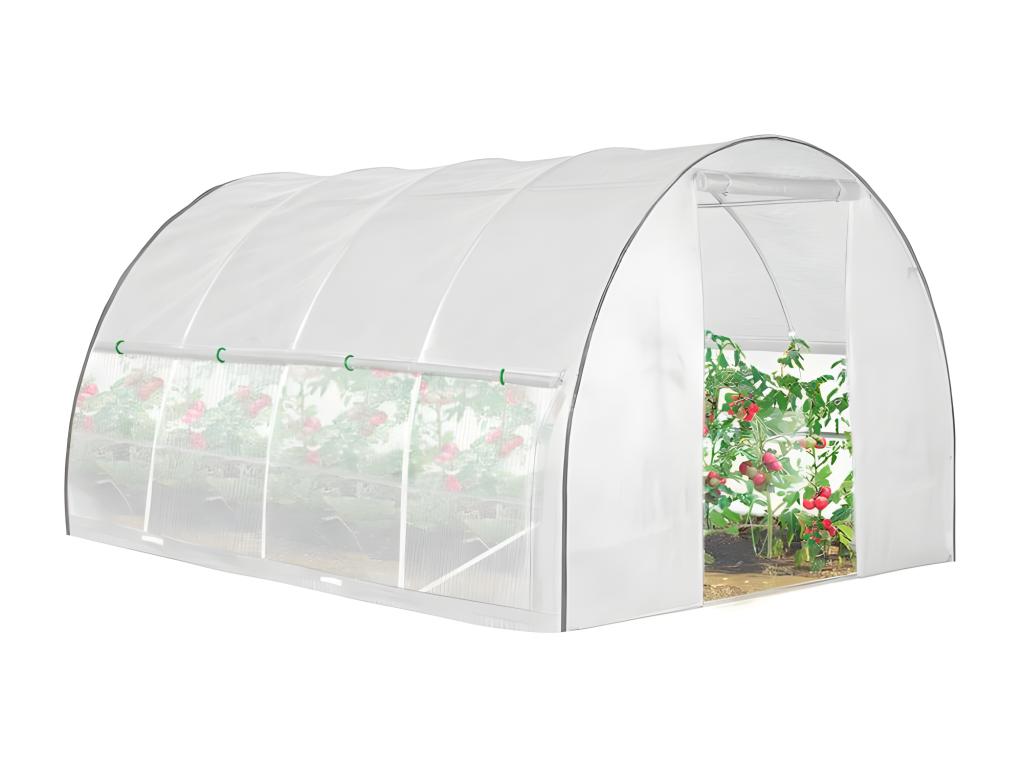 PASTI 12m² White Liftable Garden Tunnel Greenhouse with Mosquito Net