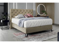 Bed frame and mattress set - beige velvet - 160x200 cm - Meublita