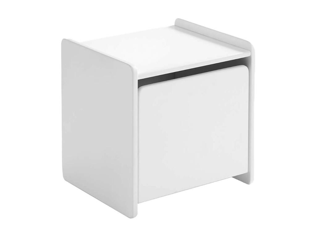 Vertchez WHITE - 90x200cm Bedside Table with 2-Door Wardrobe