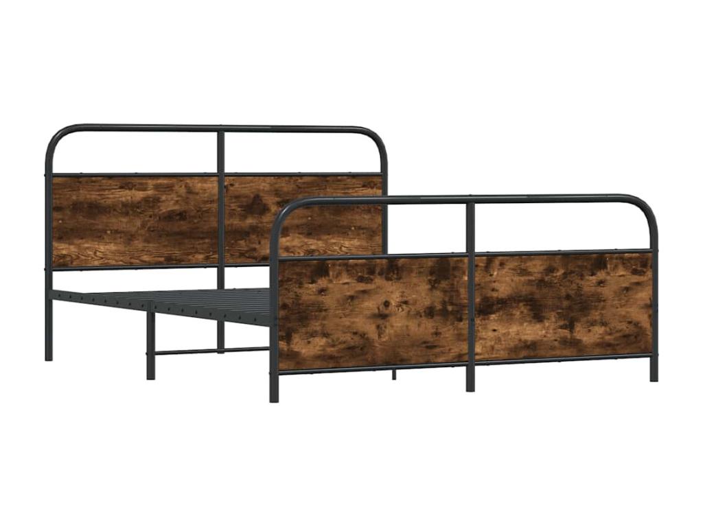 Metal bed frame without mattress, smoked oak, 180x200 cm