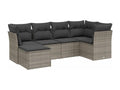 6-piece garden furniture set with grey resin wicker cushions