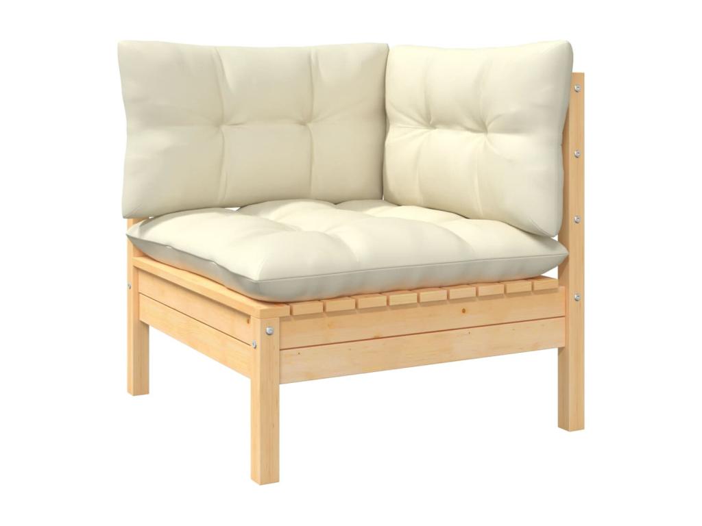 10-piece garden furniture set with cream cushions, pine wood