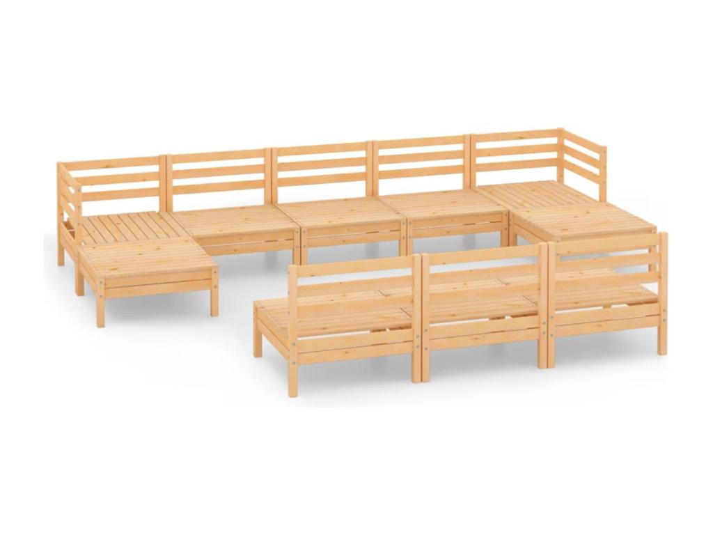 10-piece garden furniture set, solid pine wood