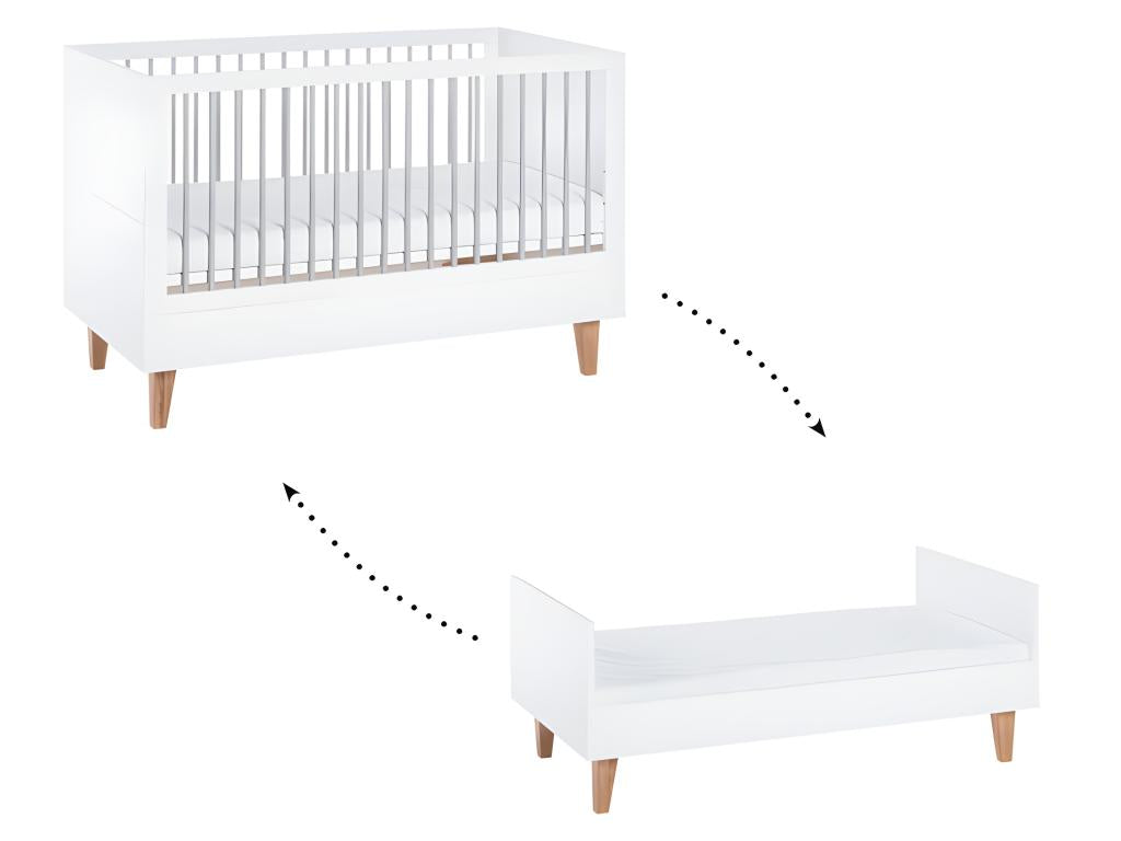 Convertible baby cot and Meublita wooden wardrobe