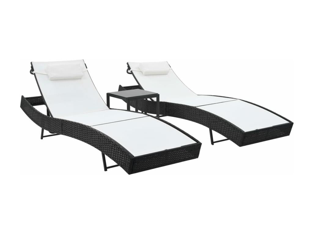 Set of 2 black resin sun loungers 213x70x40 cm 02 0012146