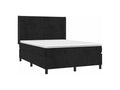 Meublita bed base with mattress and LED, black, 140x190 cm, velvet