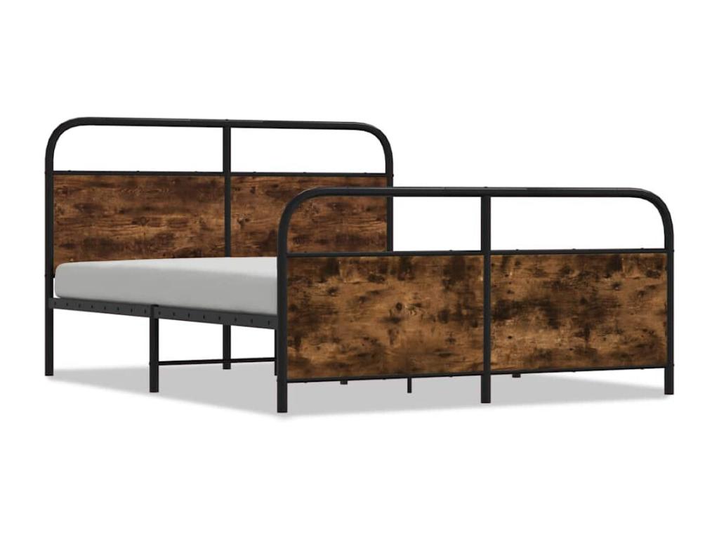 Metal bed frame without mattress, smoked oak, 180x200 cm