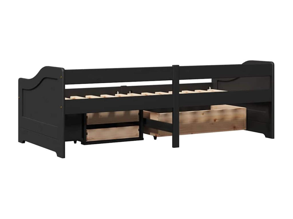 Daybed with 3 drawers, mattress not included, IRUN black, 90x200 cm