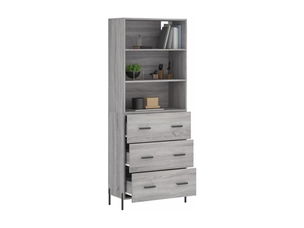 Vertchez tall sideboard, grey, 69.5x34x180 cm, engineered wood