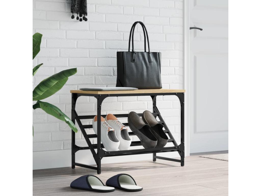 Green oak shoe rack, 60x30x45 cm, engineered wood