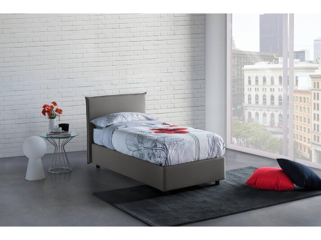 Vertchez Single Bed Storage Bed with Fabric Upholstery Made in Italy Front Opening Suitable for 90x200 cm Mattress Grey