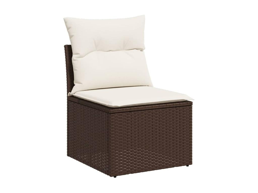 7-piece garden furniture set with cushions, brown woven resin